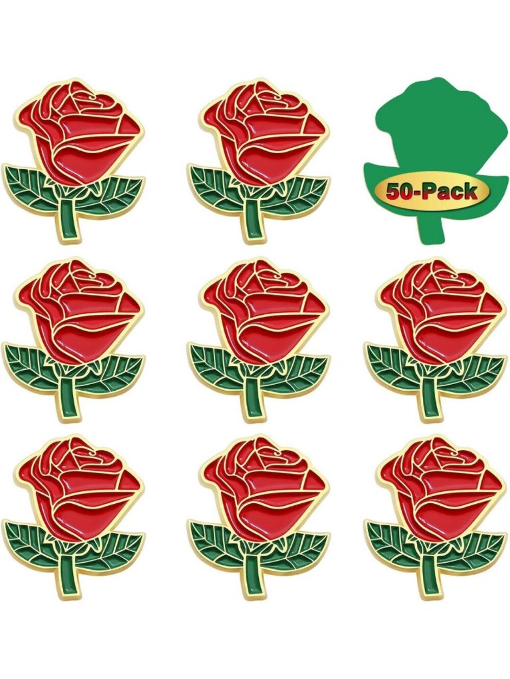 Red Rose Enamel Lapel Pins - Brooch Badges for Men & Women, Perfect for Clothes